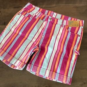 Girls striped denim shorts